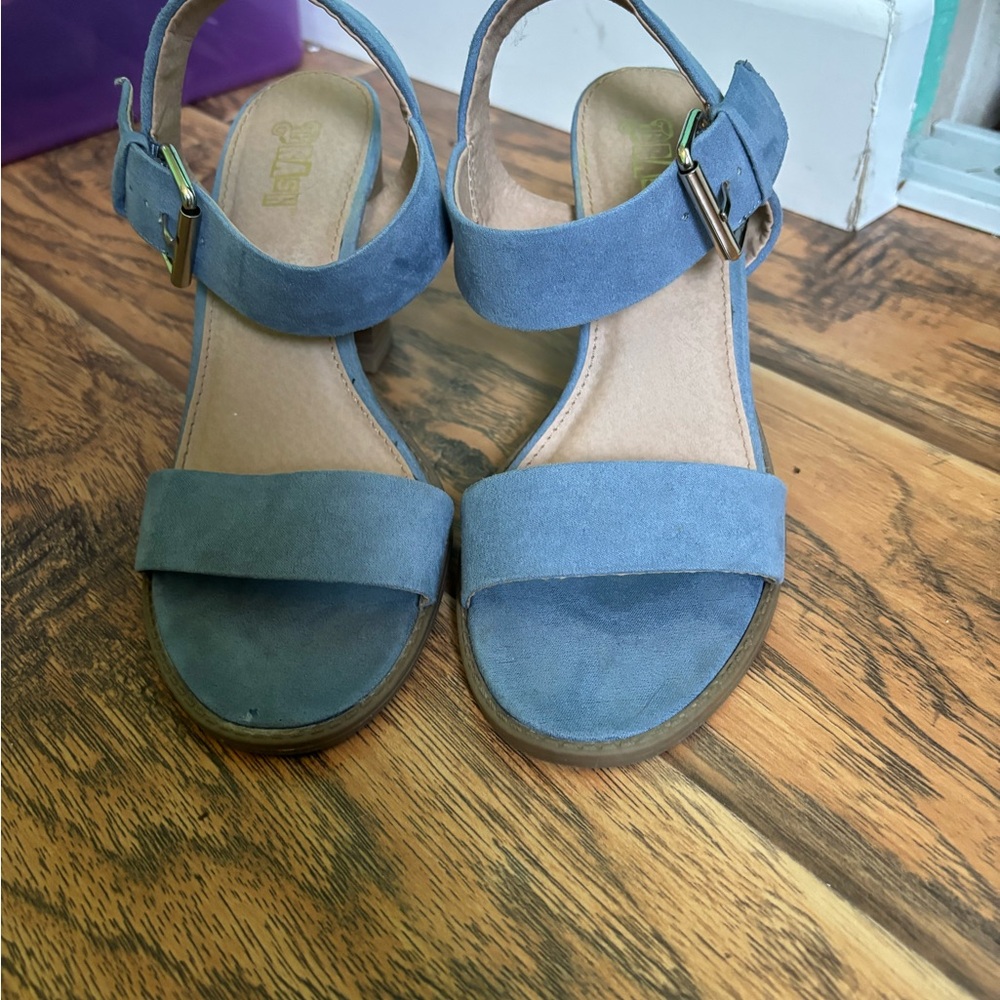 Brash Blue Suede Sandals